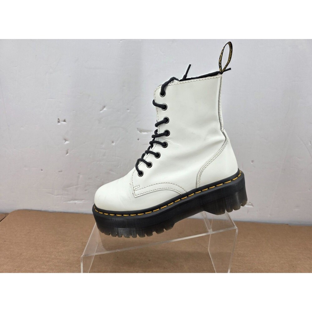 Dr. Martens Jadon Platform Boots White Leather - Size US Women 6 / EU 37